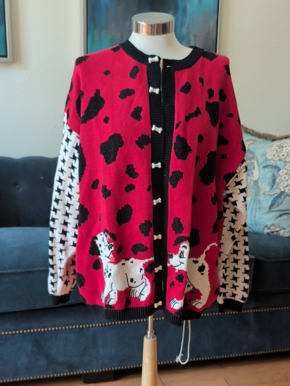 Marisa Christina Red & Black Dalmatian Knit Cardigan